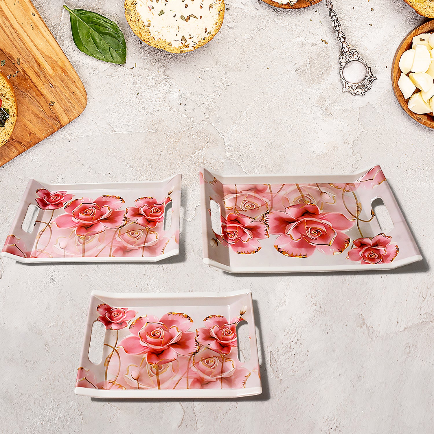 2292 Plastic Rectangular Shape Flower Printed Design Serving Tray 3 Pcs Home And Kitchen Use (3 Pcs Set) 2292 Plastic Rectangular Shape Flower Printed Design Serving Tray 3 Pcs Home And Kitchen Use (3 Pcs Set)